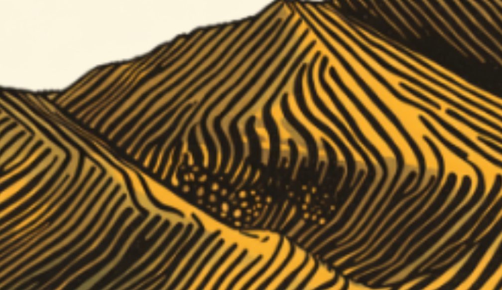 Illustrated golden contour ridges of Elgeyo Marakwet